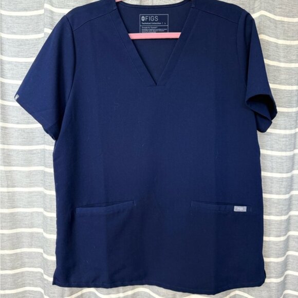 Figs Deep Blue V-Neck Scrub Top - Picture 1 of 2